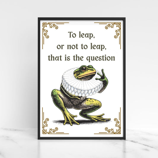 Shakespeare Frog A4 Print, High Quality Wall Art, Home Bar Funny Poster, Quirky Decor, Hamlet Poster, Secret Santa, To Be or Not To Be