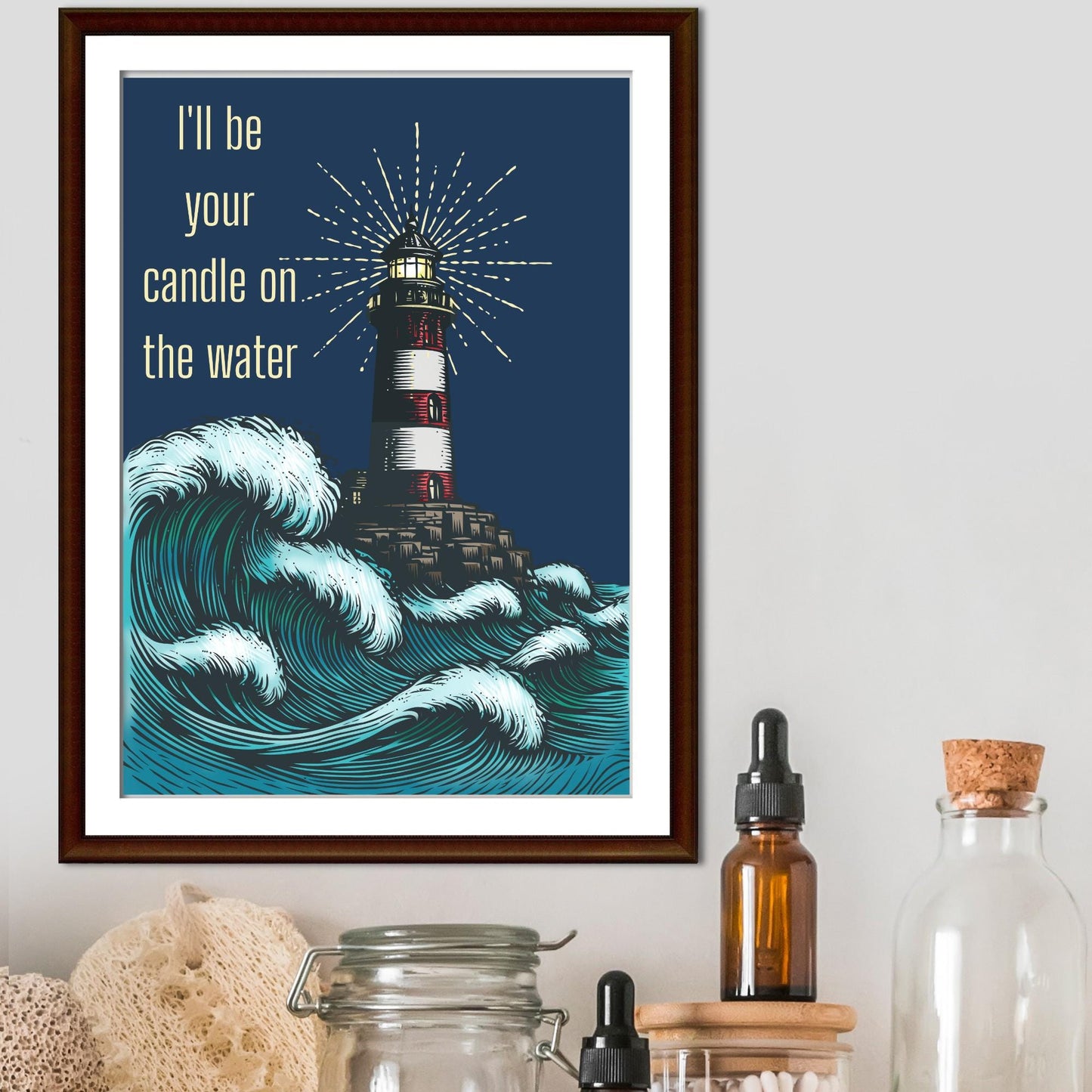 Lighthouse Print, Quote from Pete's Dragon, Candle on the Water, High Quality Wall Art, Romantic Decor