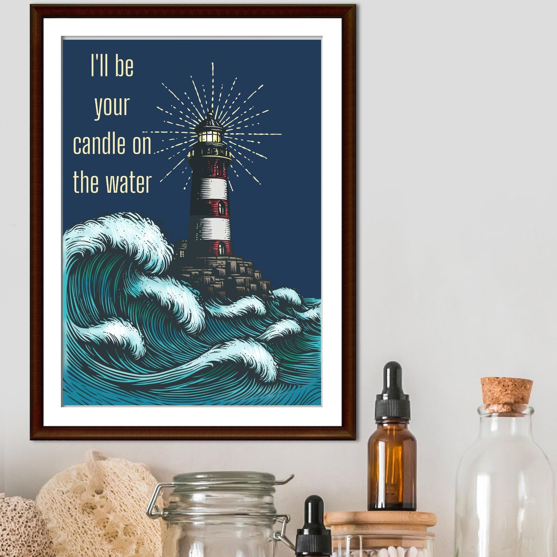 Lighthouse Print, Quote from Pete's Dragon, Candle on the Water, High Quality Wall Art, Romantic Decor
