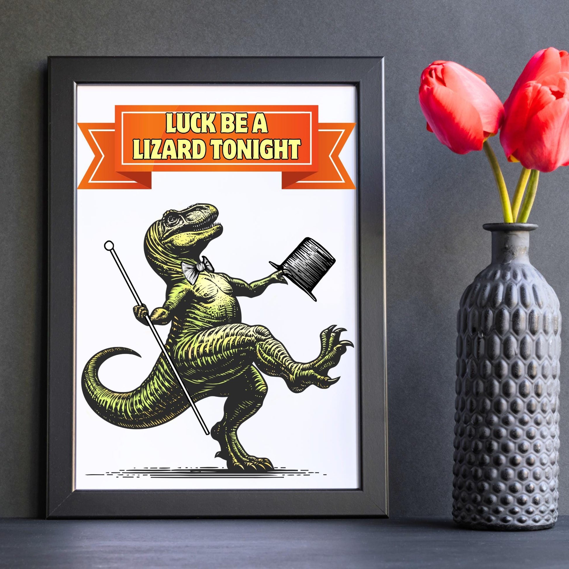 Funny Dinosaur A4 Print, Pun Wall Art, Home Bar Funny Poster, Quirky Decor, Dancing T-Rex, Secret Santa, Sintatra Song