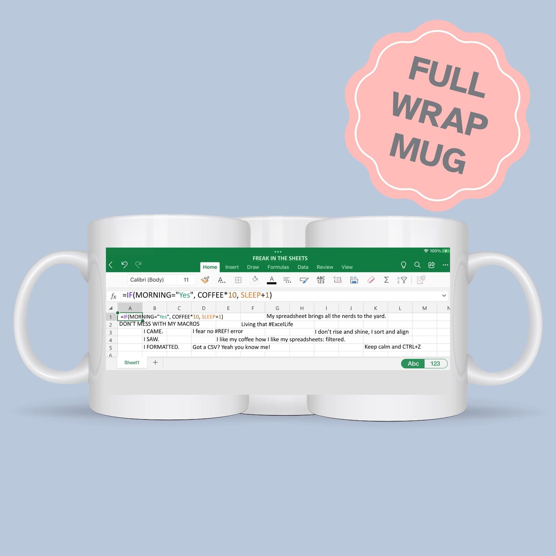 Excel Mug, Funny Gift for Accountant, Secret Santa, Office worker Gift, Spreadsheet Mug, IT Mug