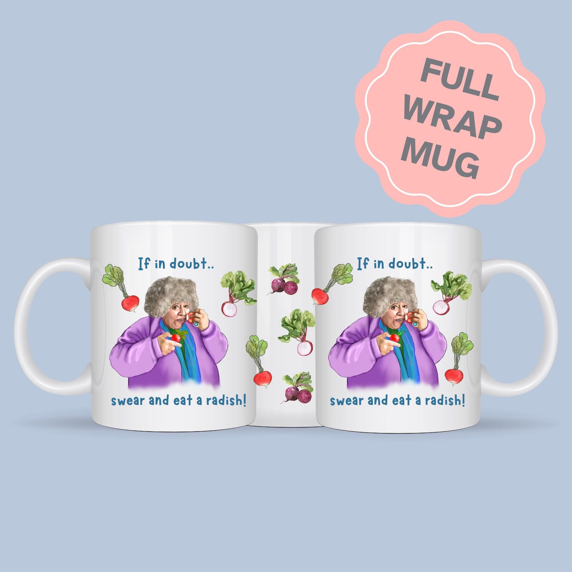 Miriam Margolyes Mug, Radish lover, Secret Santa Gift, British Comedy, British Culture