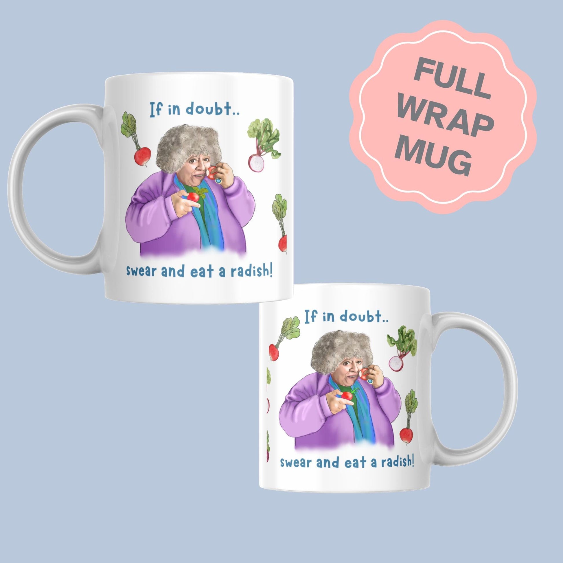 Miriam Margolyes Mug, Radish lover, Secret Santa Gift, British Comedy, British Culture