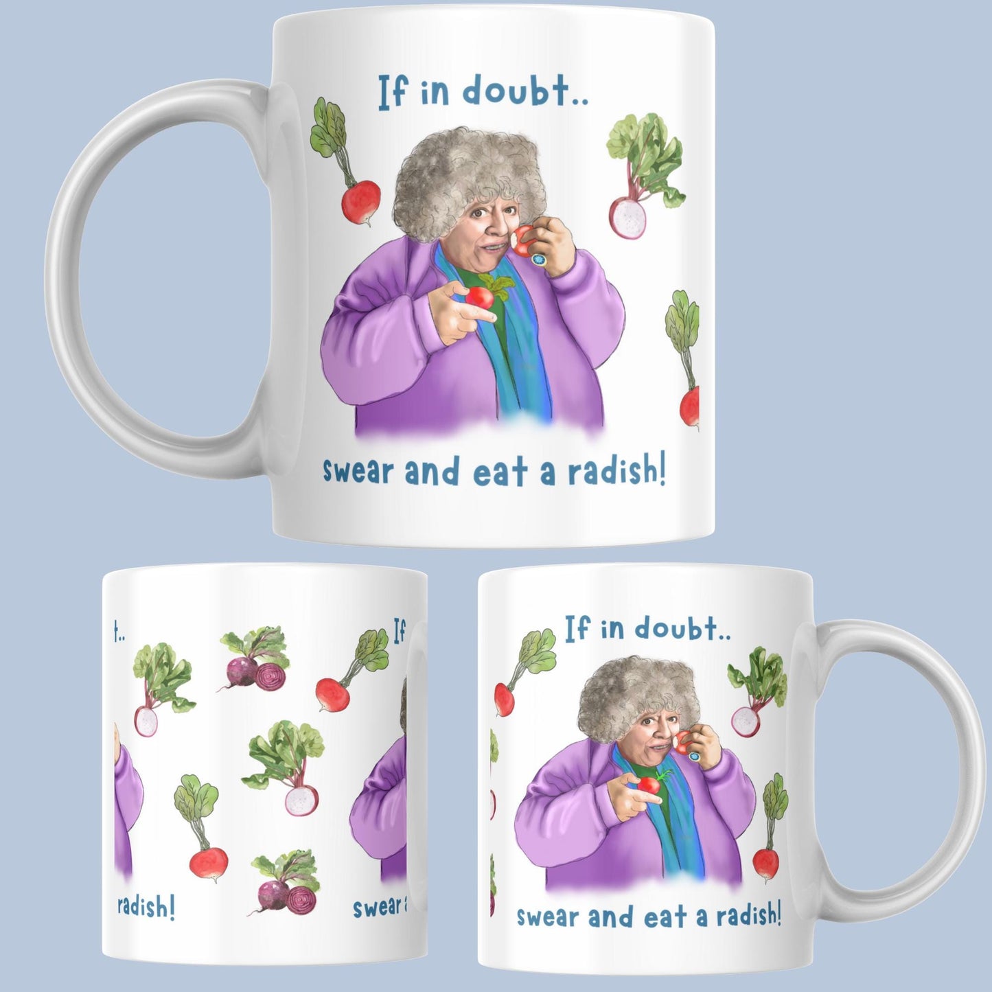 Miriam Margolyes Mug, Radish lover, Secret Santa Gift, British Comedy, British Culture