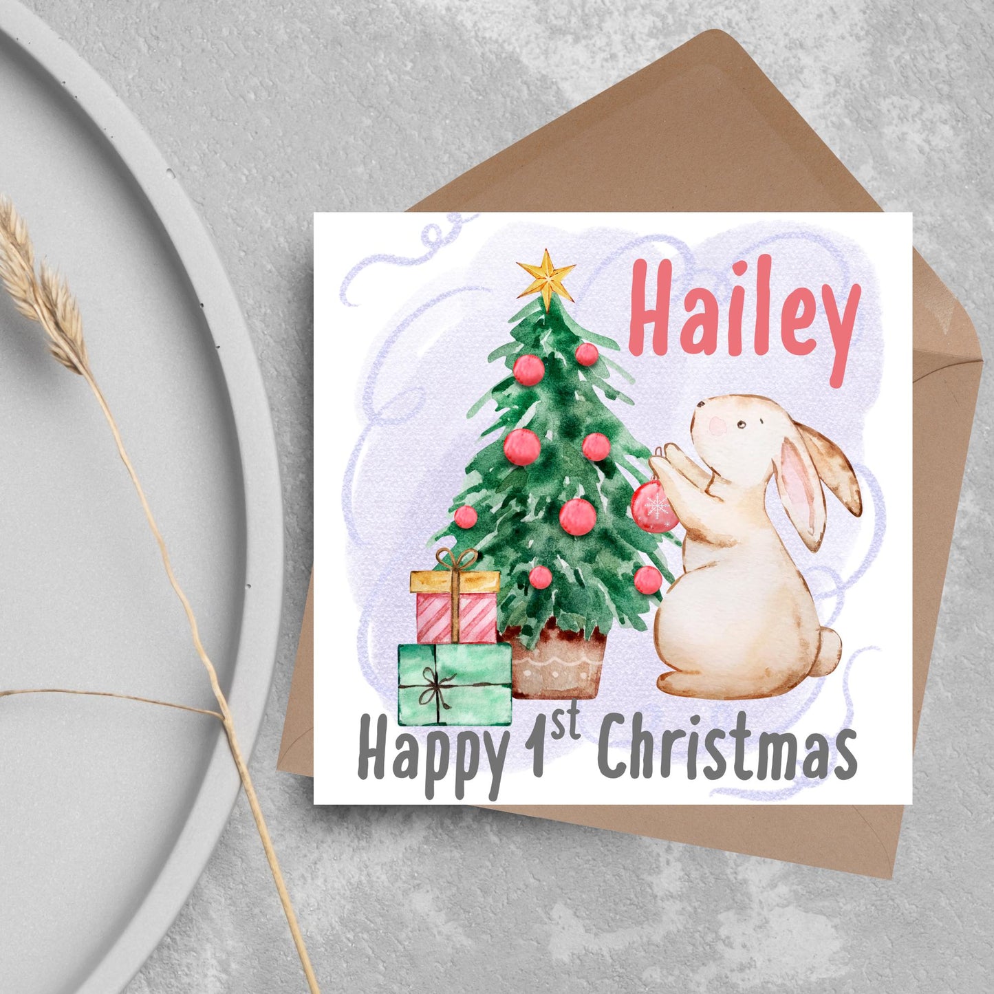 Personalised First Christmas Card, Grandchild Christmas Card, Card for New Baby, Newborn Card, 1st Xmas Card