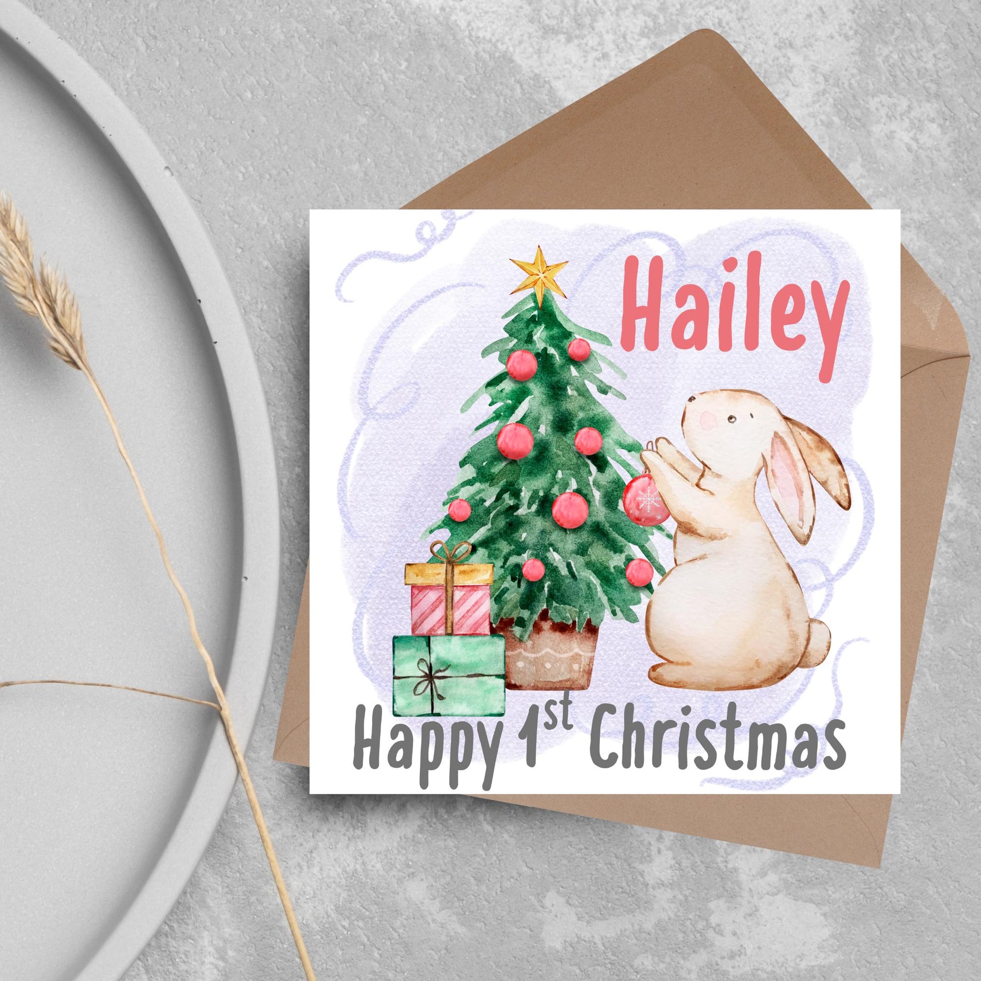 Personalised First Christmas Card, Grandchild Christmas Card, Card for New Baby, Newborn Card, 1st Xmas Card