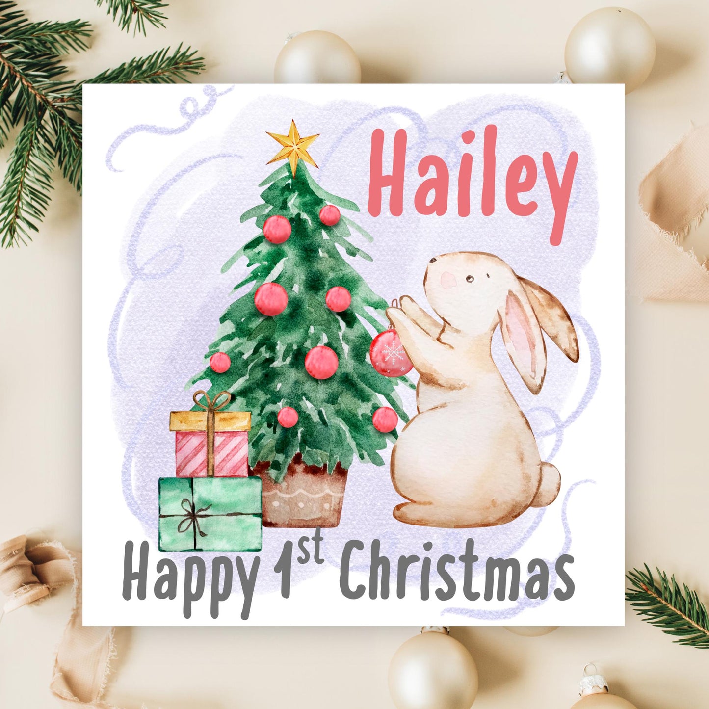 Personalised First Christmas Card, Grandchild Christmas Card, Card for New Baby, Newborn Card, 1st Xmas Card