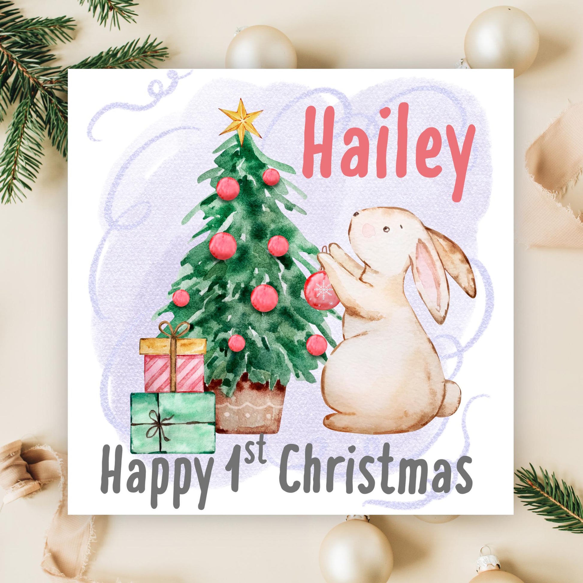 Personalised First Christmas Card, Grandchild Christmas Card, Card for New Baby, Newborn Card, 1st Xmas Card