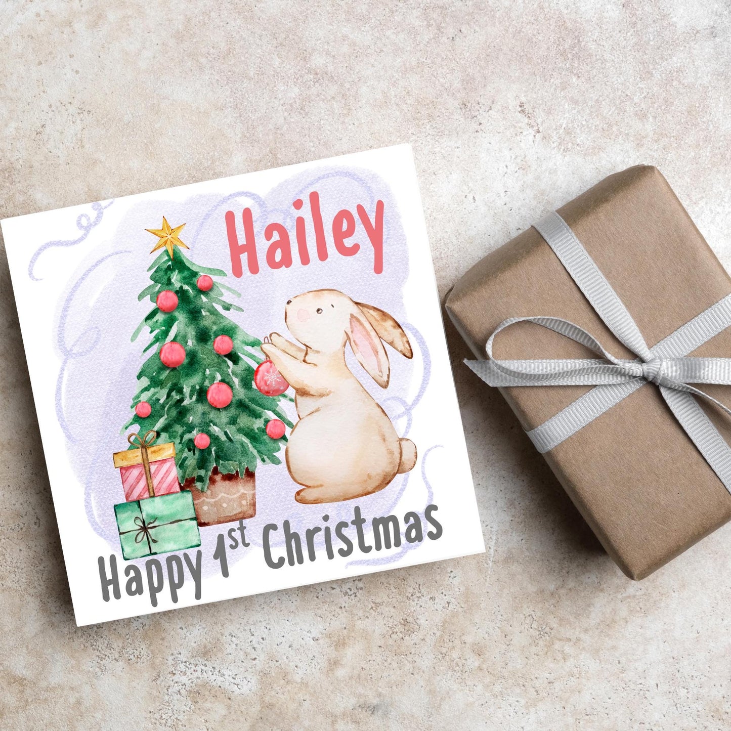 Personalised First Christmas Card, Grandchild Christmas Card, Card for New Baby, Newborn Card, 1st Xmas Card