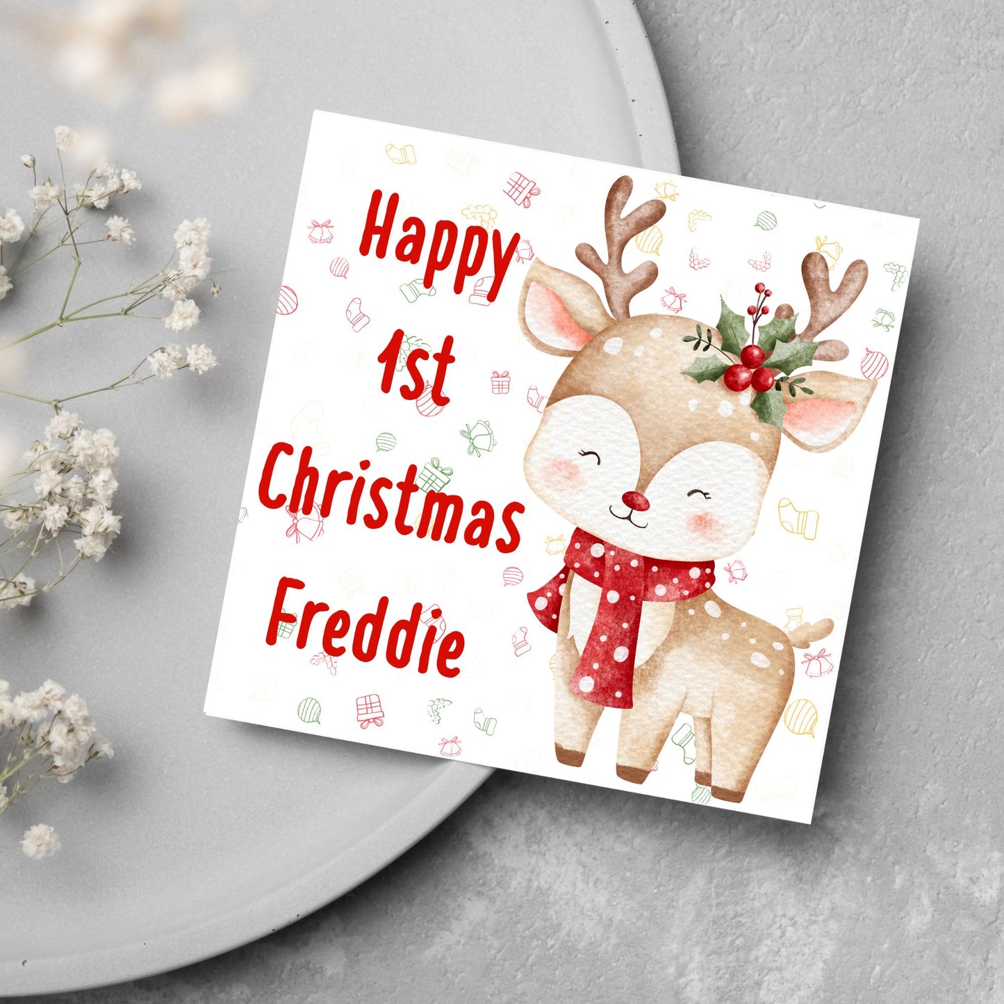 Personalised First Christmas Card, Grandchild Christmas Card, Card for New Baby, Newborn Card, 1st Xmas Card