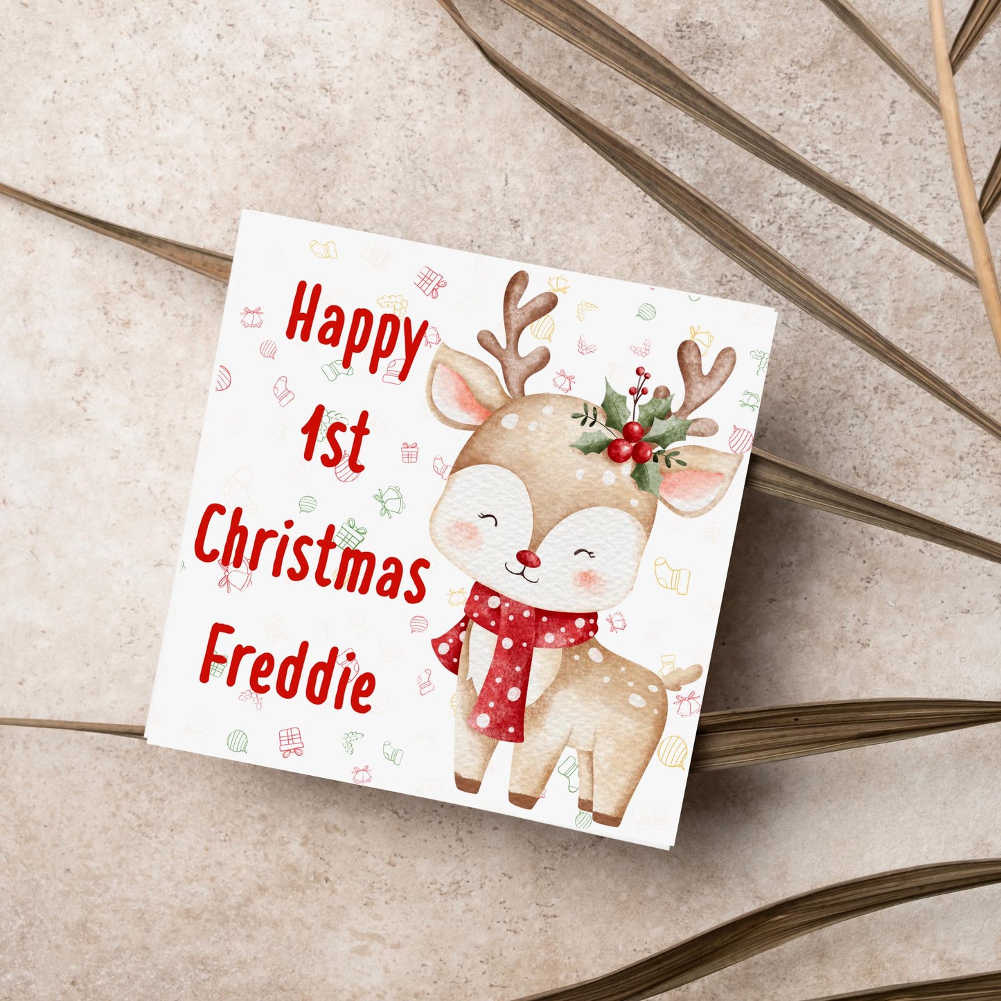 Personalised First Christmas Card, Grandchild Christmas Card, Card for New Baby, Newborn Card, 1st Xmas Card
