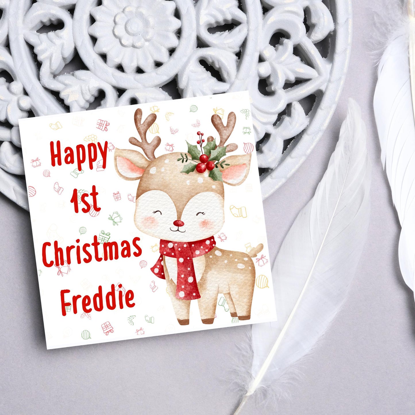 Personalised First Christmas Card, Grandchild Christmas Card, Card for New Baby, Newborn Card, 1st Xmas Card