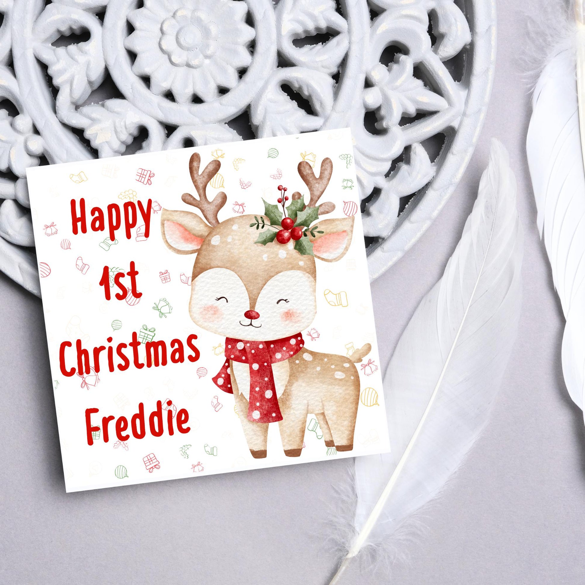 Personalised First Christmas Card, Grandchild Christmas Card, Card for New Baby, Newborn Card, 1st Xmas Card