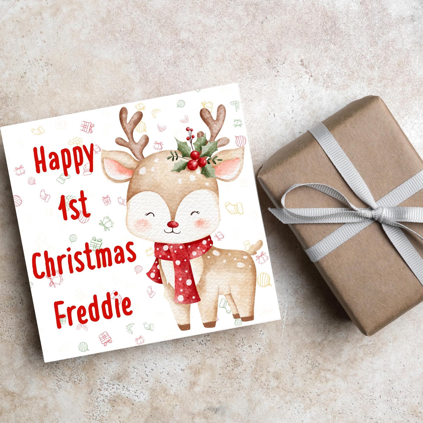 Personalised First Christmas Card, Grandchild Christmas Card, Card for New Baby, Newborn Card, 1st Xmas Card