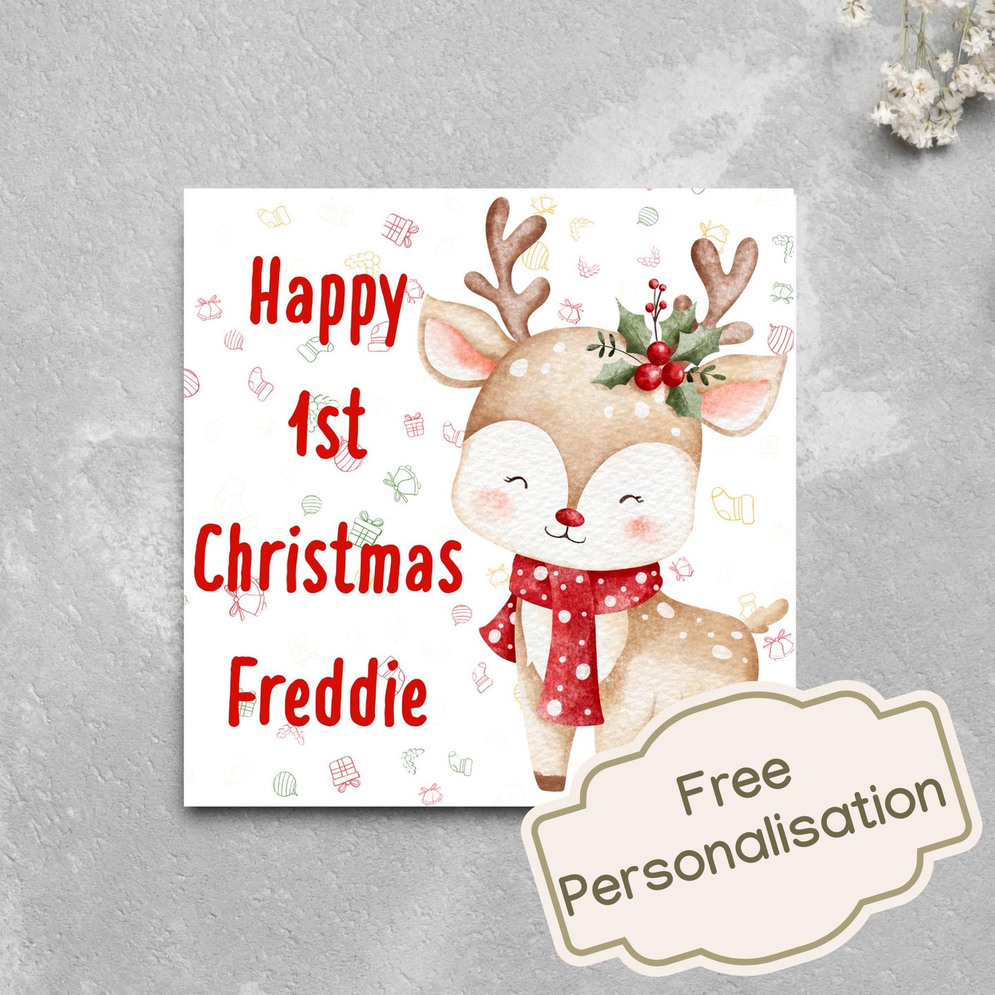 Personalised First Christmas Card, Grandchild Christmas Card, Card for New Baby, Newborn Card, 1st Xmas Card