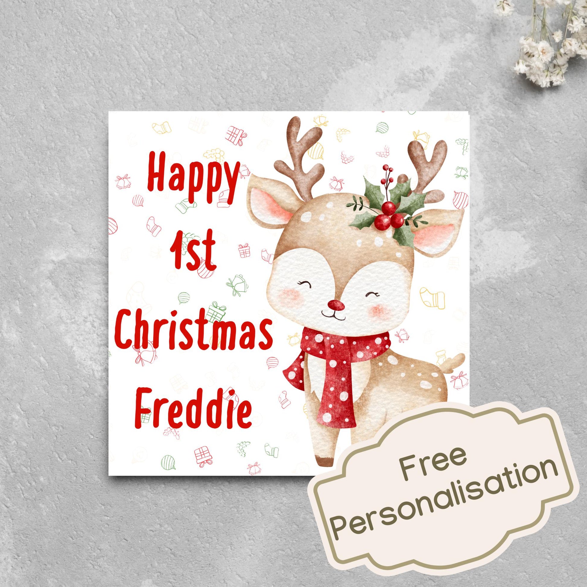 Personalised First Christmas Card, Grandchild Christmas Card, Card for New Baby, Newborn Card, 1st Xmas Card