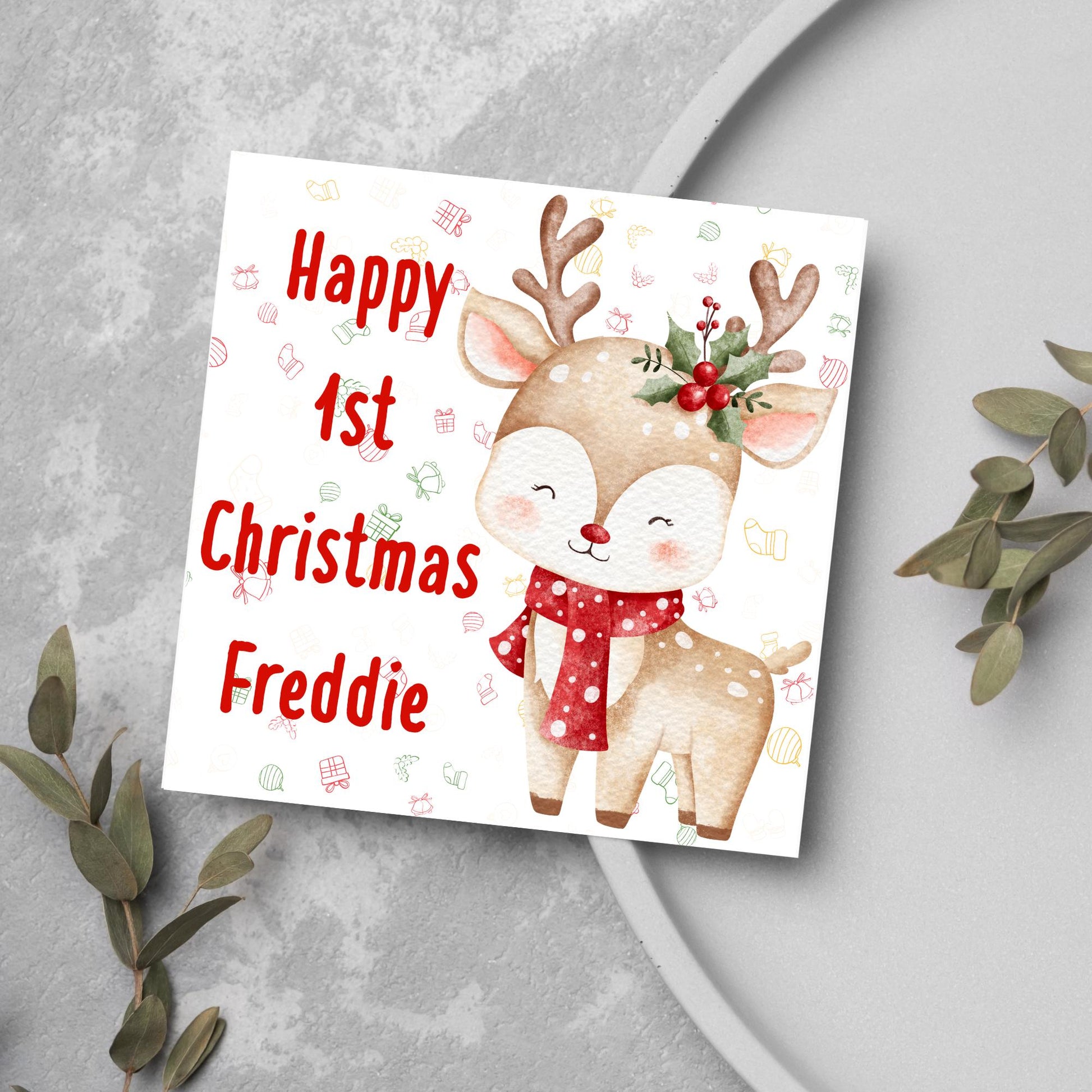 Personalised First Christmas Card, Grandchild Christmas Card, Card for New Baby, Newborn Card, 1st Xmas Card