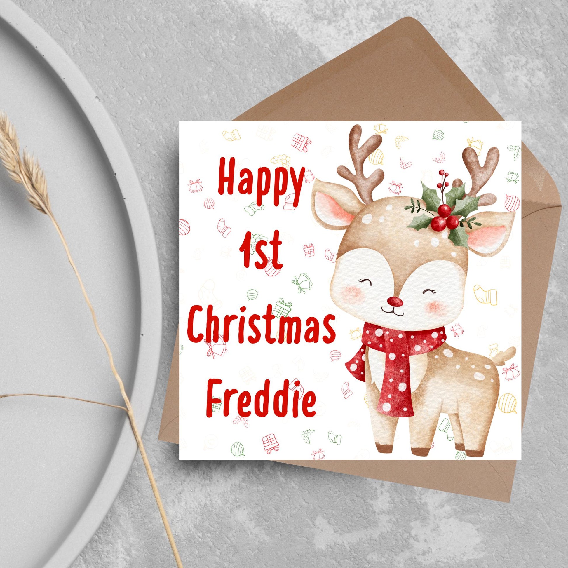Personalised First Christmas Card, Grandchild Christmas Card, Card for New Baby, Newborn Card, 1st Xmas Card