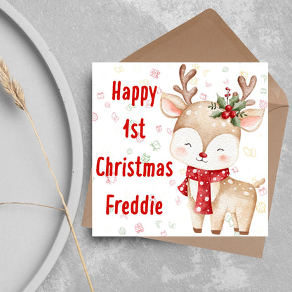 Personalised First Christmas Card, Grandchild Christmas Card, Card for New Baby, Newborn Card, 1st Xmas Card