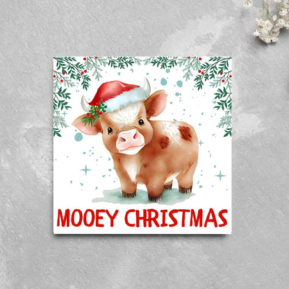 Highland Cow Christmas Card, Farming Christmas Card, Mooey Xmas Card, Secret Santa