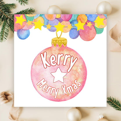 Personalised Christmas Card, Custom Name Christmas Card, Secret Santa