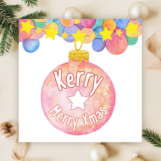 Personalised Christmas Card, Custom Name Christmas Card, Secret Santa