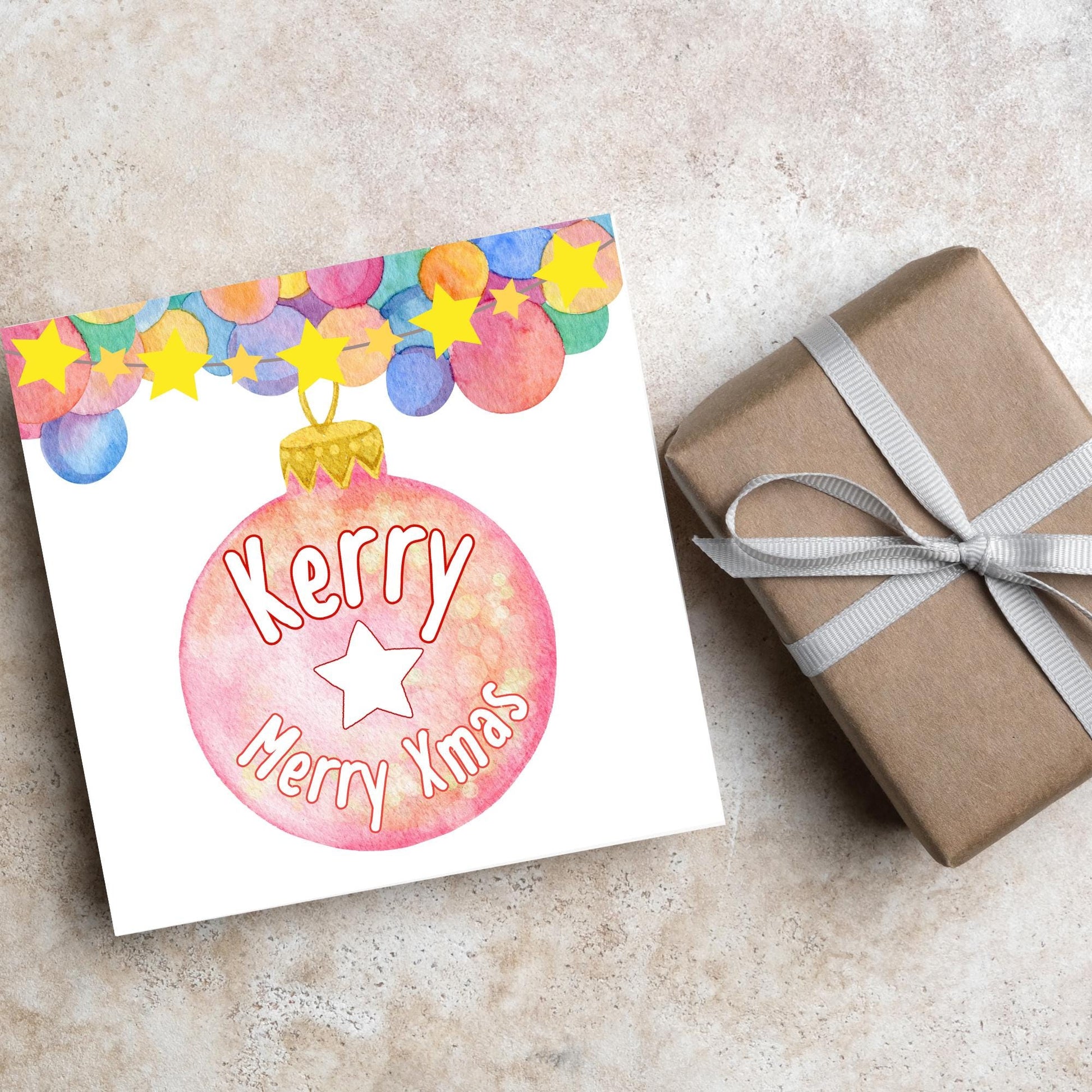 Personalised Christmas Card, Custom Name Christmas Card, Secret Santa