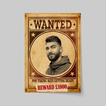 Custom Wanted Poster, Your Photo on A Wanted Sign, A4 Print, Family Home Decor, Personalised Art Print, Sectret Santa Gift