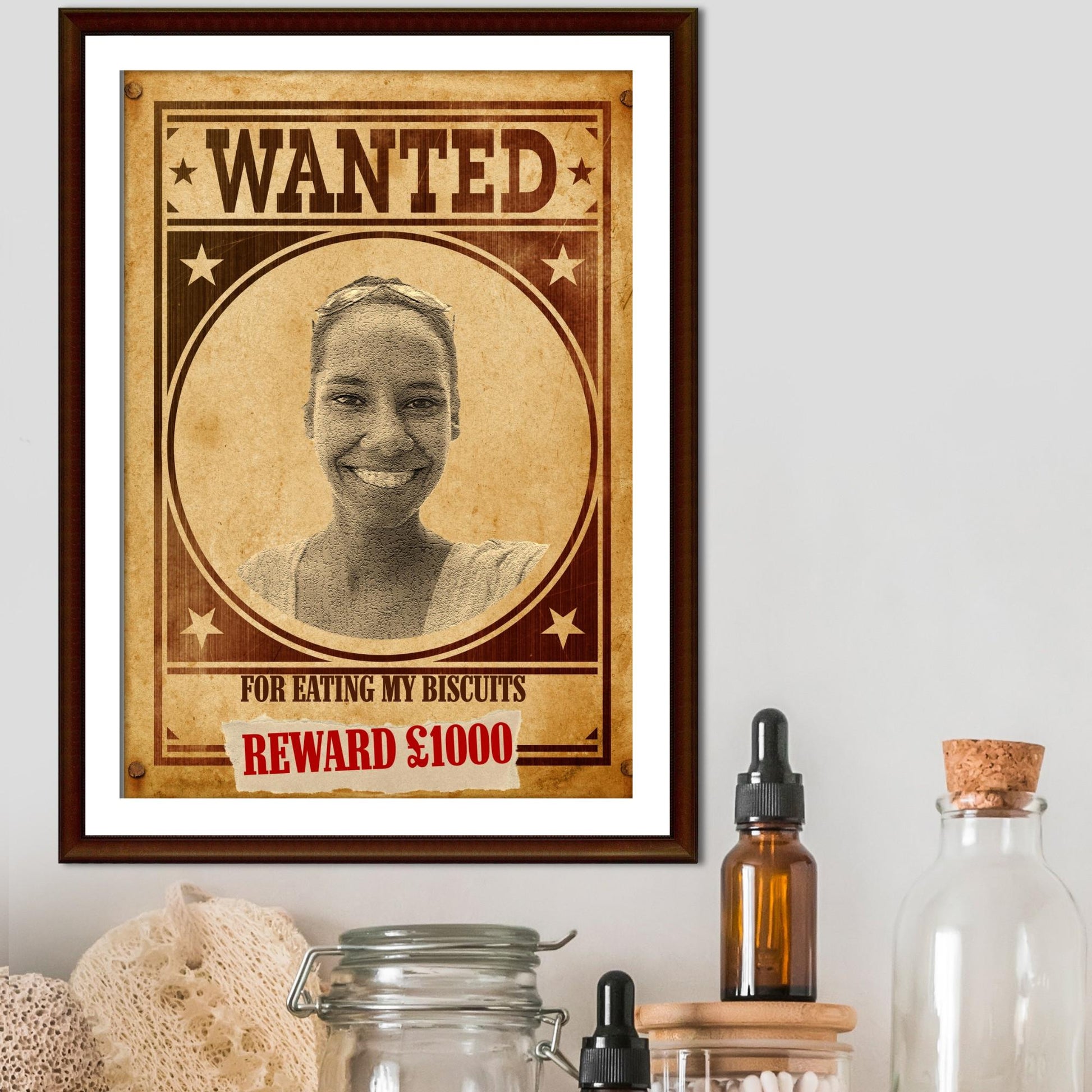 Custom Wanted Poster, Your Photo on A Wanted Sign, A4 Print, Family Home Decor, Personalised Art Print, Sectret Santa Gift