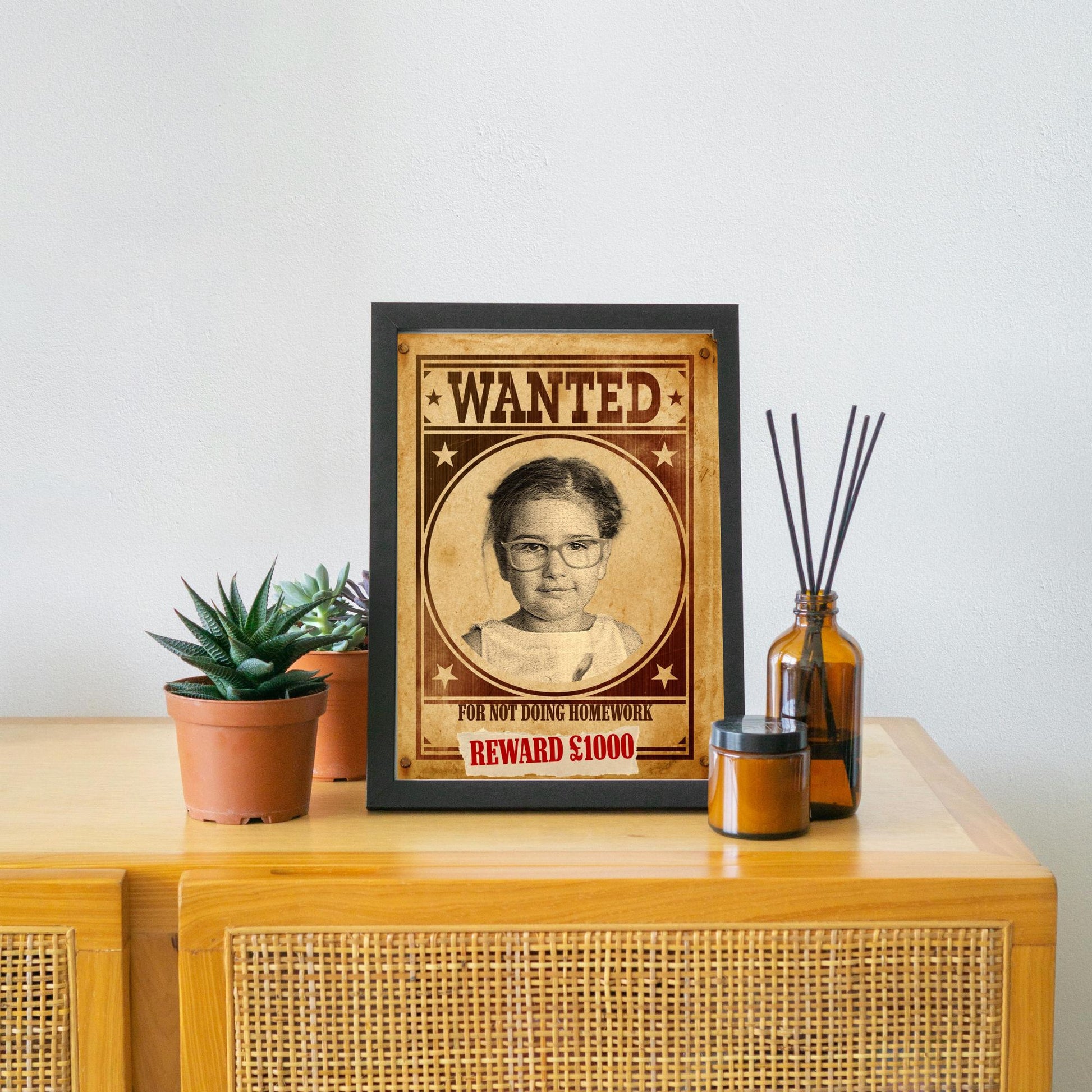 Custom Wanted Poster, Your Photo on A Wanted Sign, A4 Print, Family Home Decor, Personalised Art Print, Sectret Santa Gift
