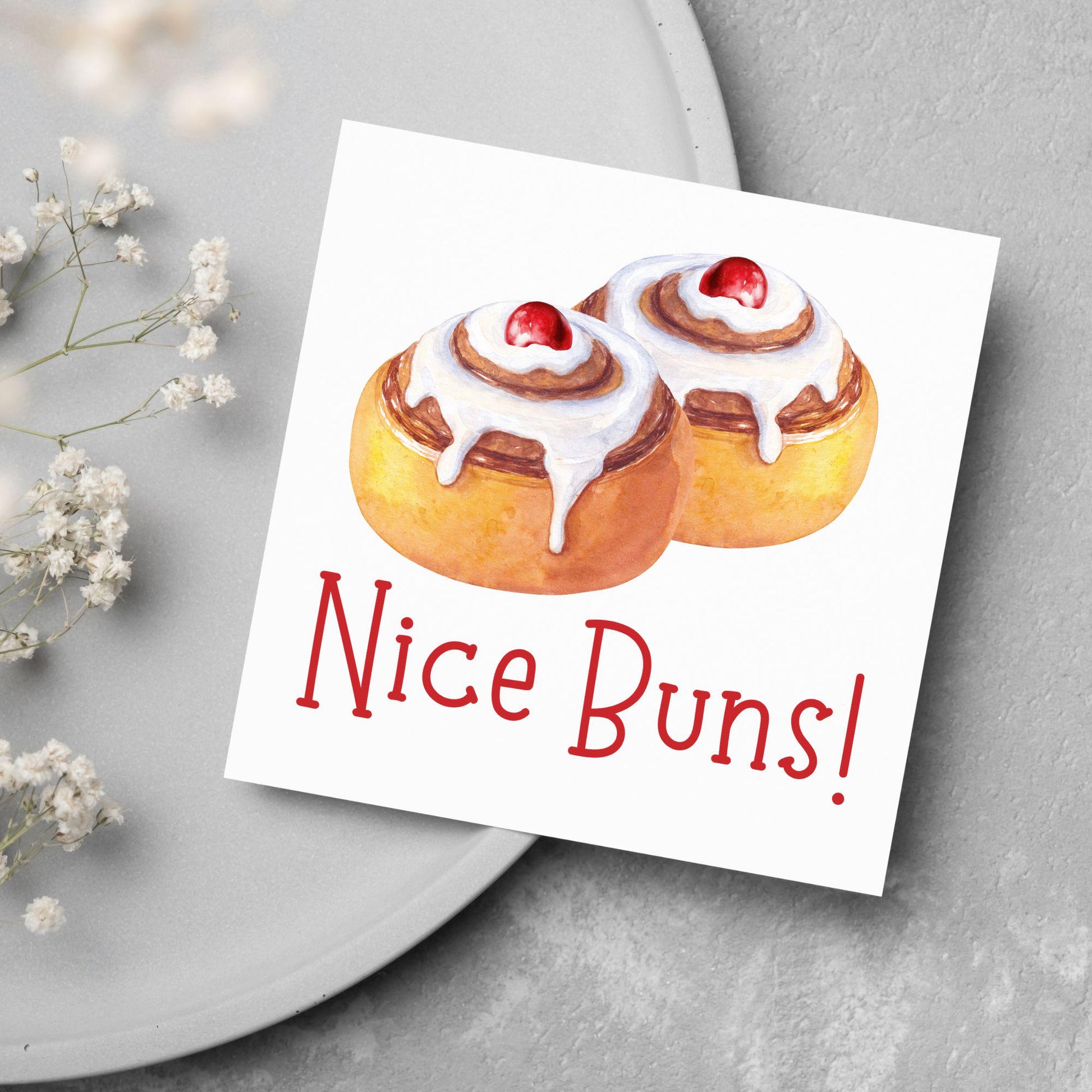 Funny Pun Birthday Card, Nice Buns, Card for Any Occasion, Card for Wife, Girlfriend, Belgian Buns