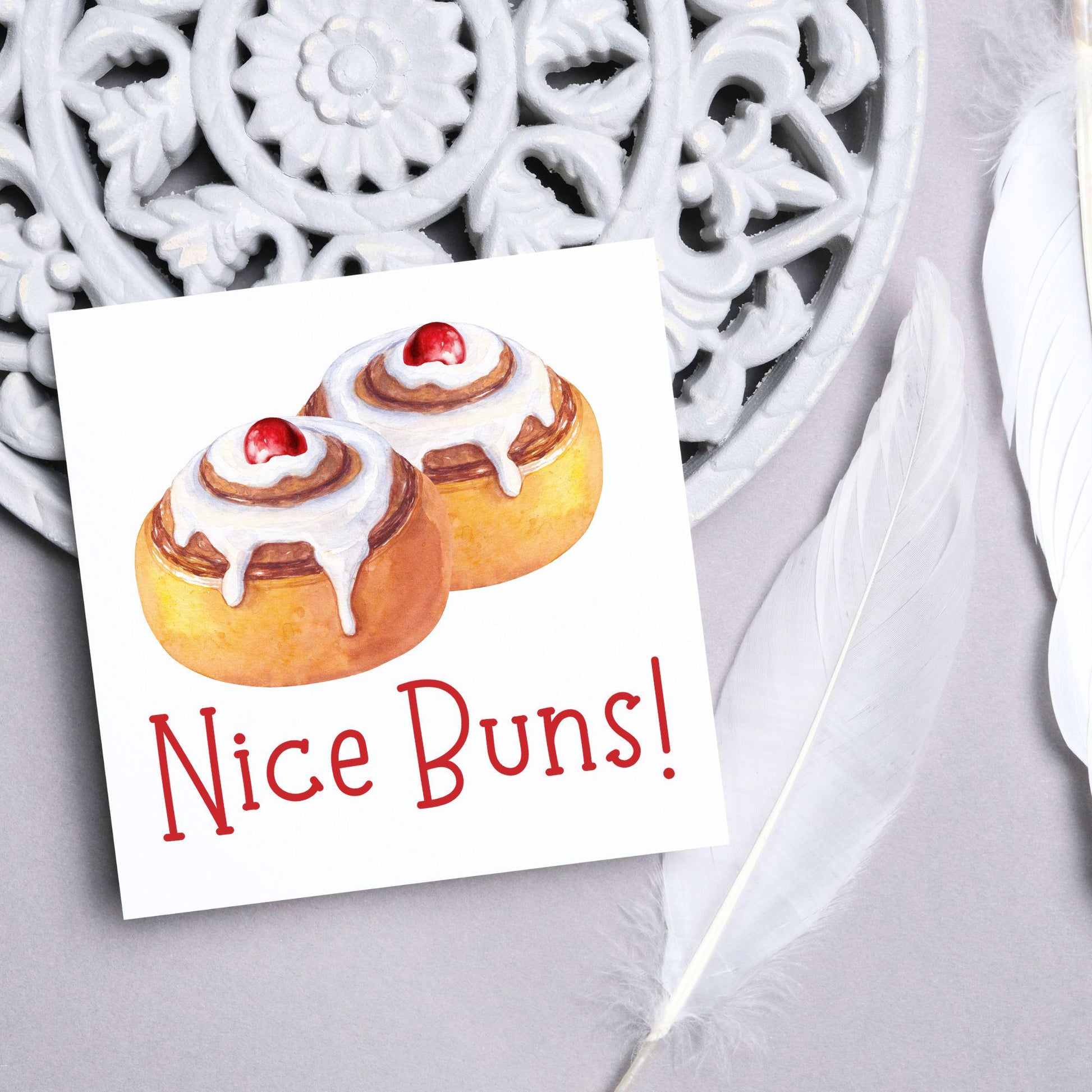 Funny Pun Birthday Card, Nice Buns, Card for Any Occasion, Card for Wife, Girlfriend, Belgian Buns