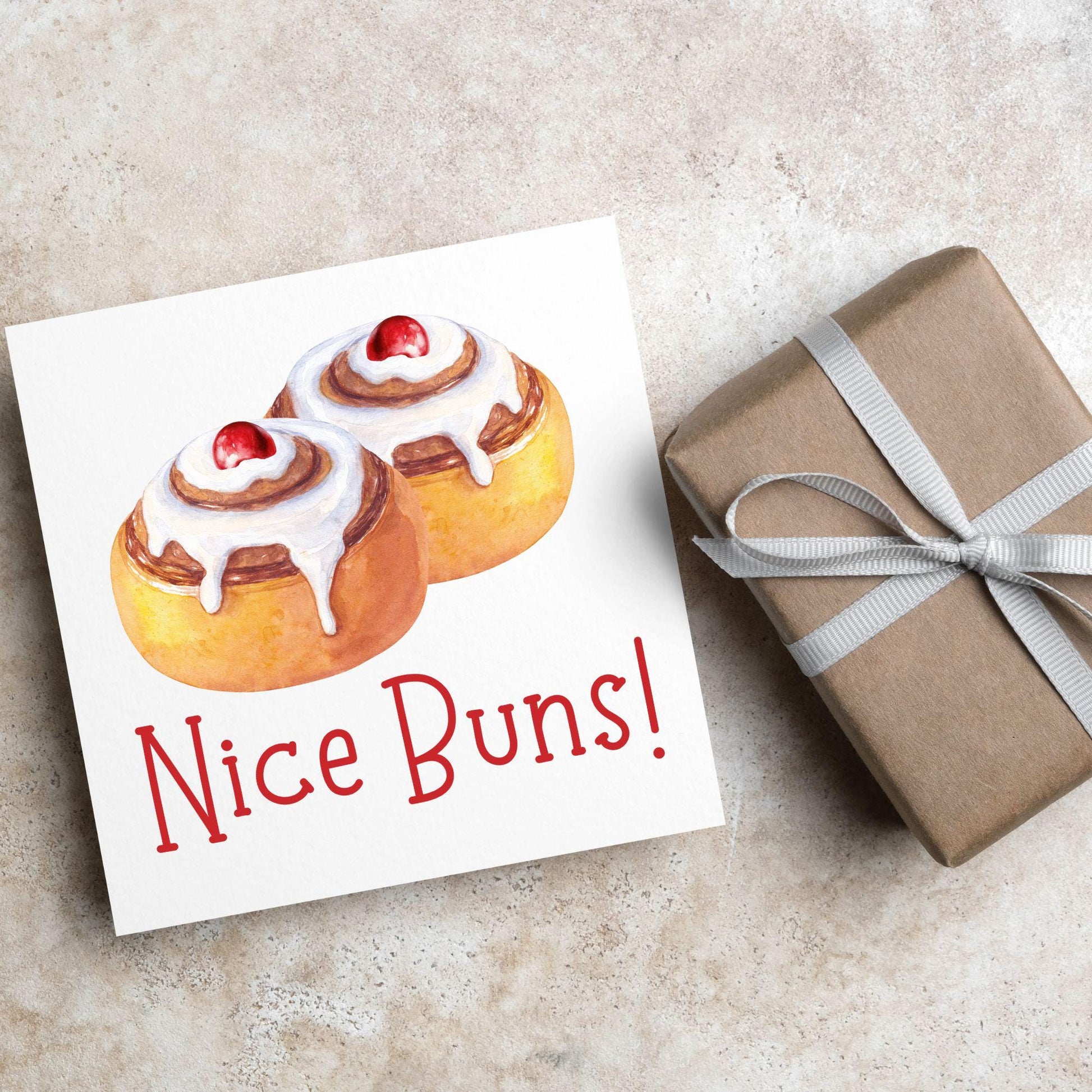 Funny Pun Birthday Card, Nice Buns, Card for Any Occasion, Card for Wife, Girlfriend, Belgian Buns