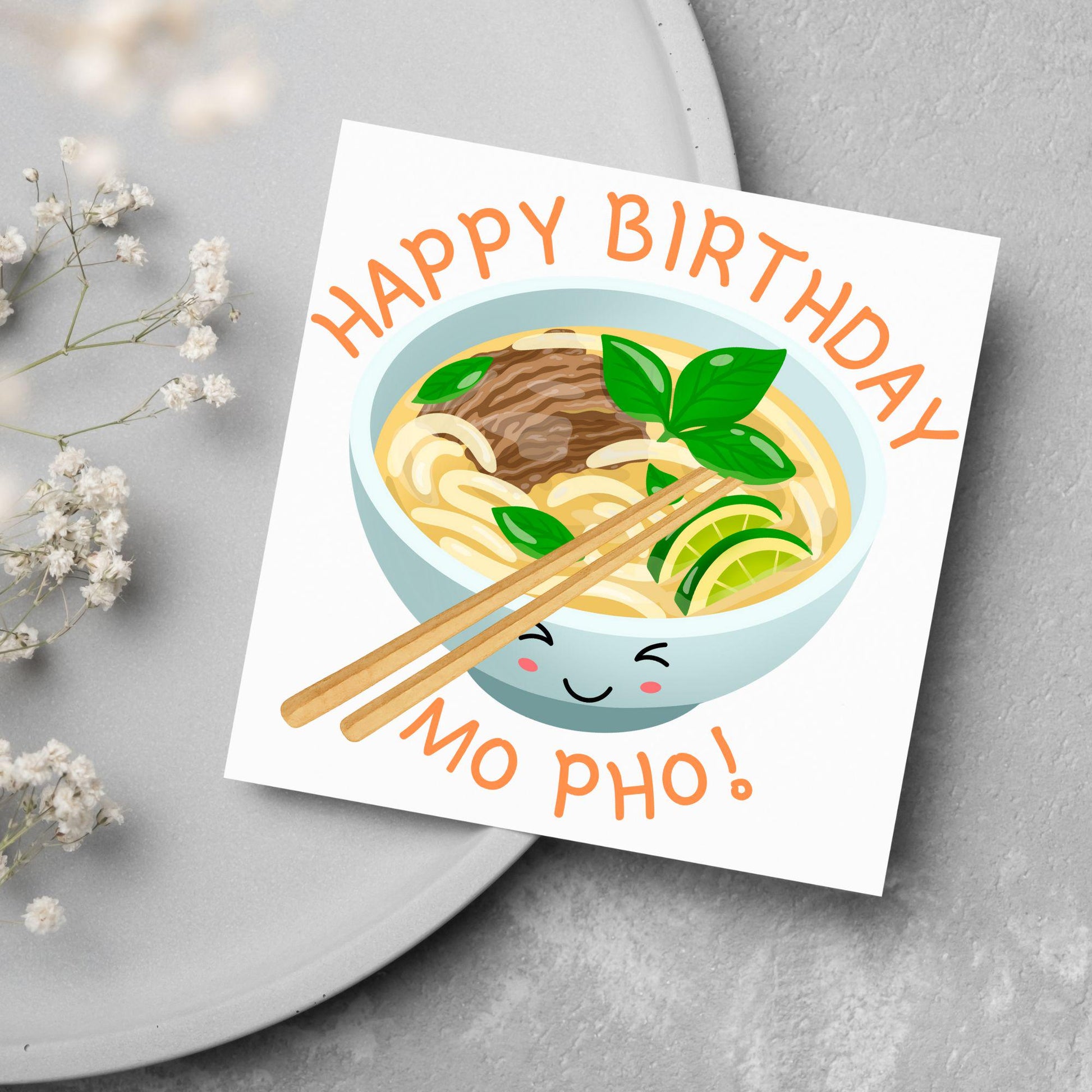 Noodle Birthday Card, Funny Birthday Card, Birthday, Pho, Vietnamese Food, Mo Pho Bowl