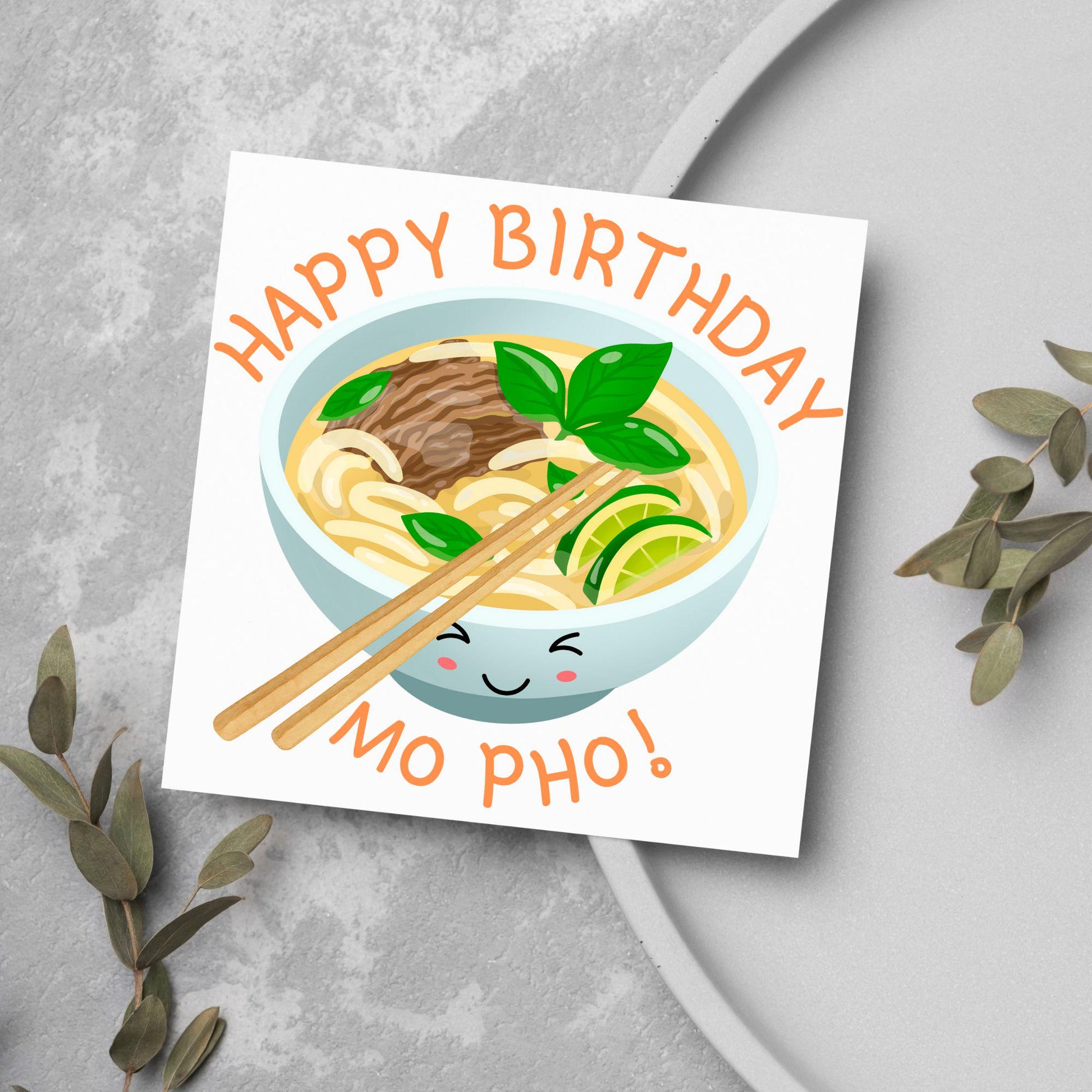 Noodle Birthday Card, Funny Birthday Card, Birthday, Pho, Vietnamese Food, Mo Pho Bowl