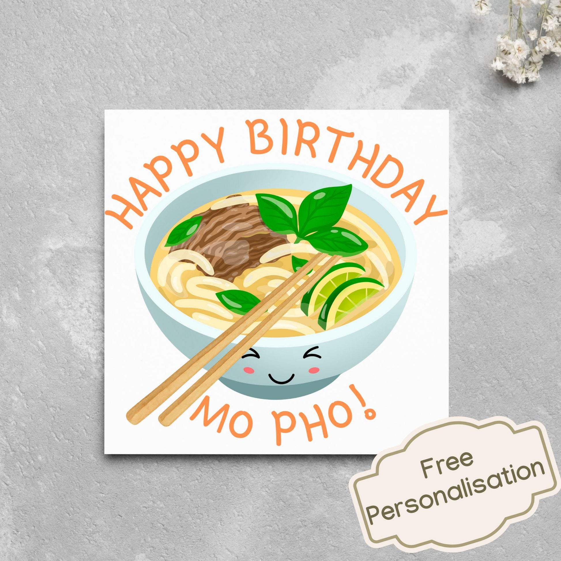 Noodle Birthday Card, Funny Birthday Card, Birthday, Pho, Vietnamese Food, Mo Pho Bowl