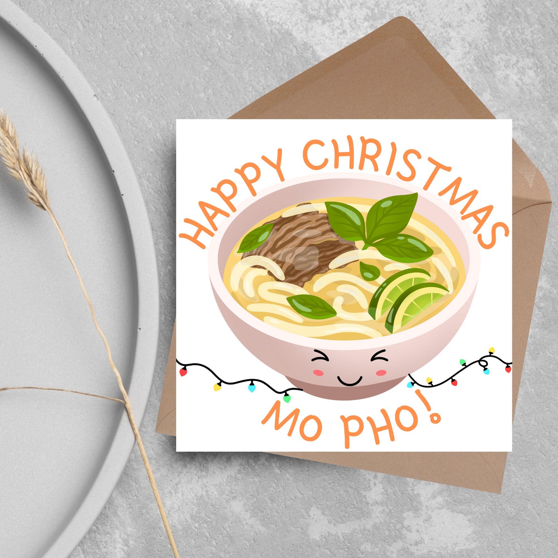 Pho Christmas Card, Funny Christmas Card, Alternative Xmas, Vietnamese Food, Mo Pho Bowl