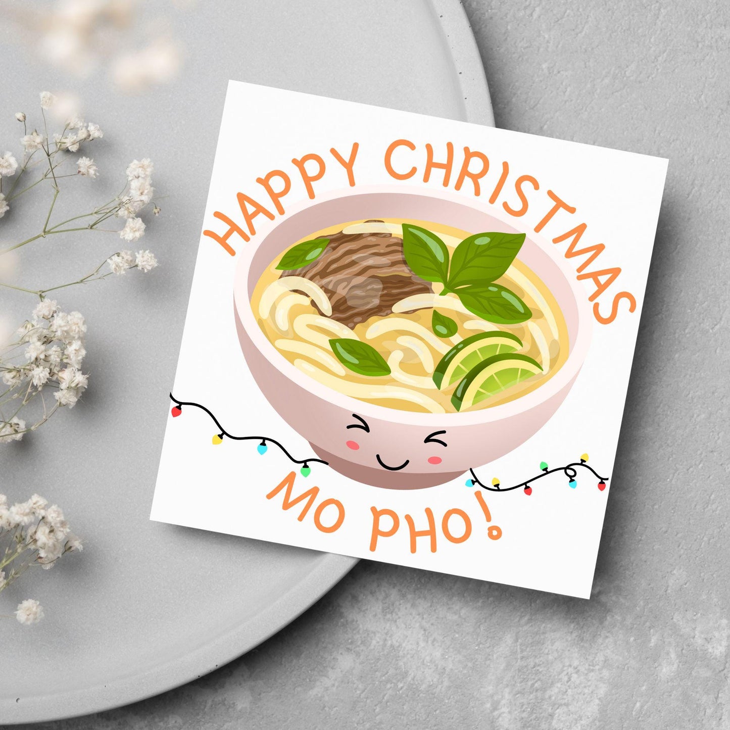 Pho Christmas Card, Funny Christmas Card, Alternative Xmas, Vietnamese Food, Mo Pho Bowl