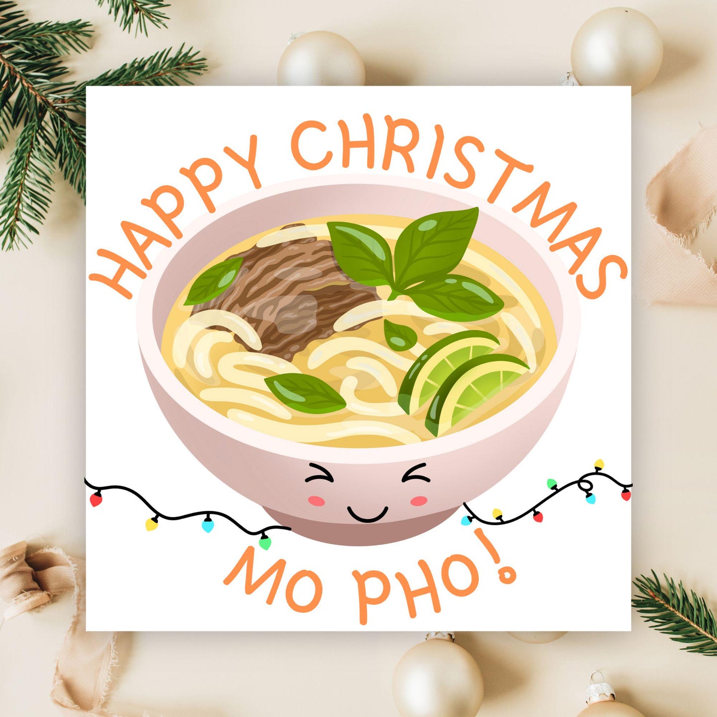 Pho Christmas Card, Funny Christmas Card, Alternative Xmas, Vietnamese Food, Mo Pho Bowl