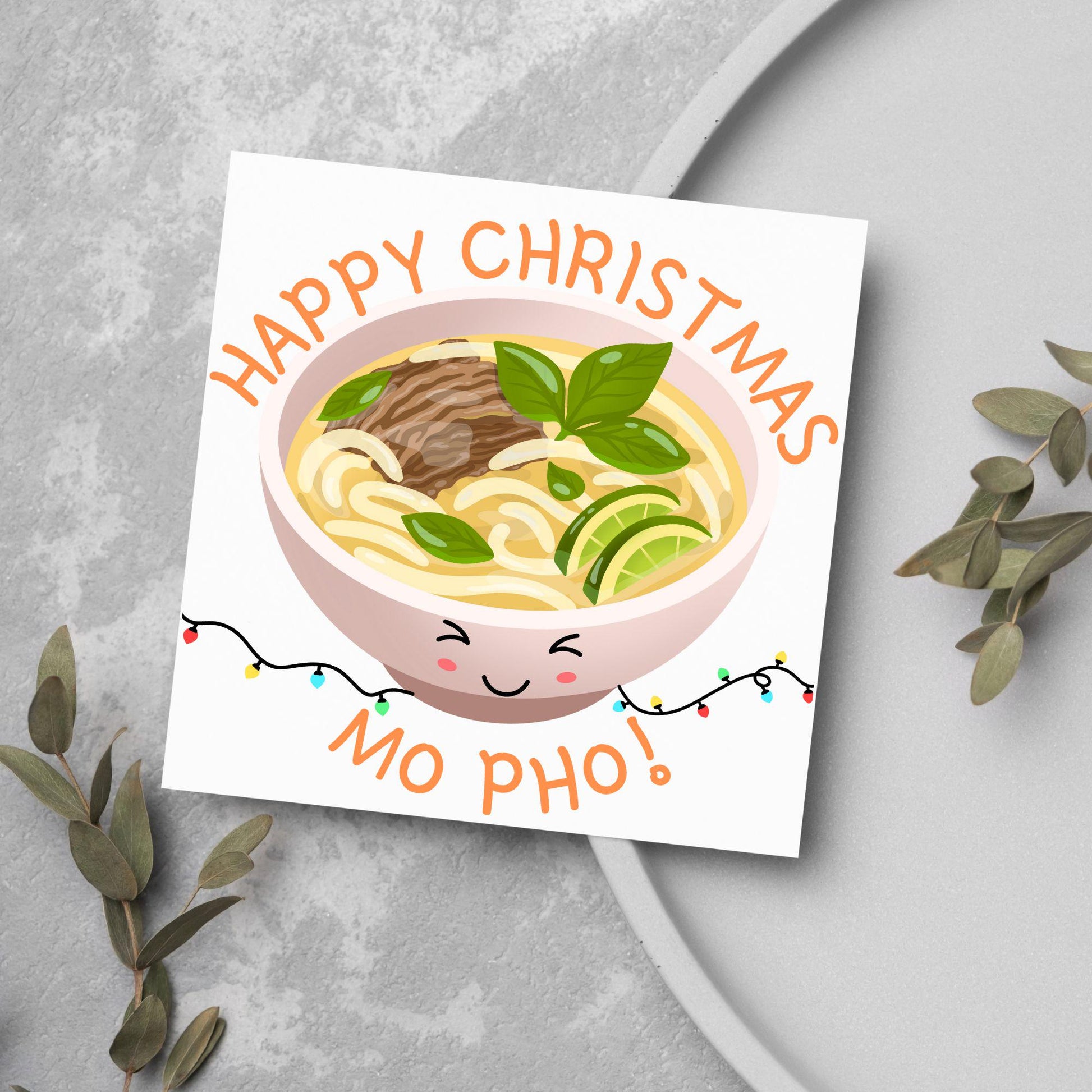 Pho Christmas Card, Funny Christmas Card, Alternative Xmas, Vietnamese Food, Mo Pho Bowl