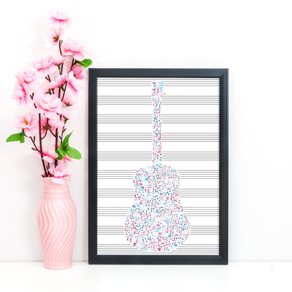 Guitar Wall Art, A4 Print, High Quality Poster, Music Print, Gift for Musician, Music Decor