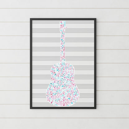Guitar Wall Art, A4 Print, High Quality Poster, Music Print, Gift for Musician, Music Decor
