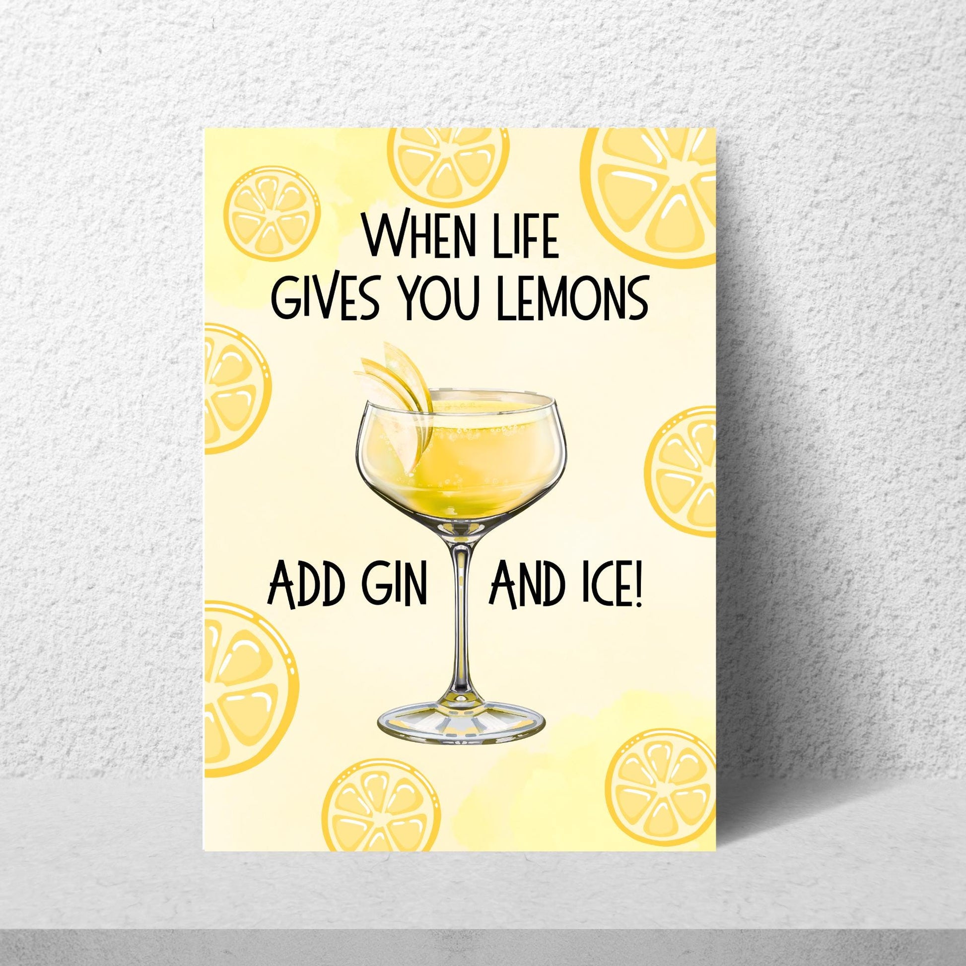 Gin and Tonic Print, Poster for Bar, Funny Alcohol Print, Secret Santa Gift, Lemon Art