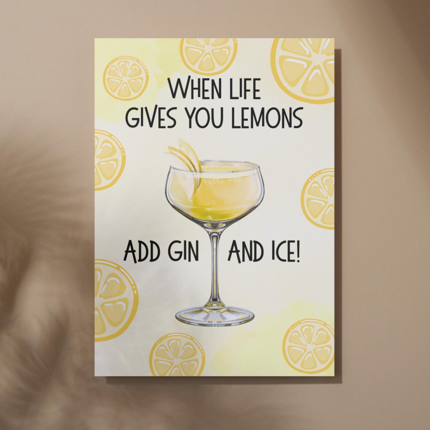 Gin and Tonic Print, Poster for Bar, Funny Alcohol Print, Secret Santa Gift, Lemon Art