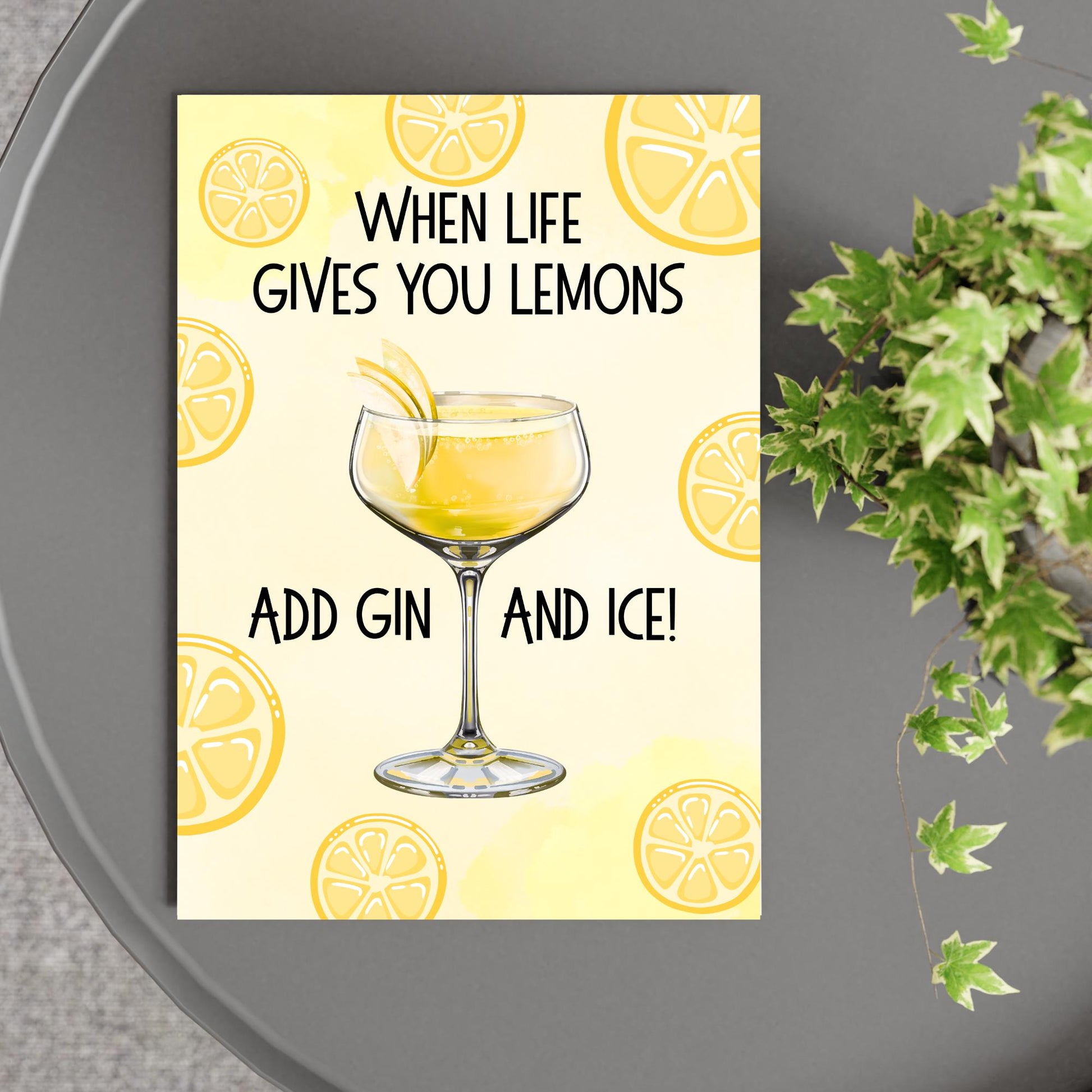 Gin and Tonic Print, Poster for Bar, Funny Alcohol Print, Secret Santa Gift, Lemon Art