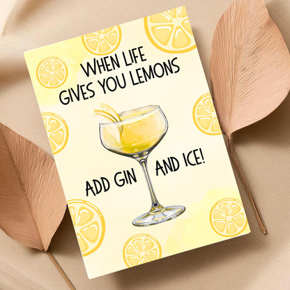 Gin and Tonic Print, Poster for Bar, Funny Alcohol Print, Secret Santa Gift, Lemon Art