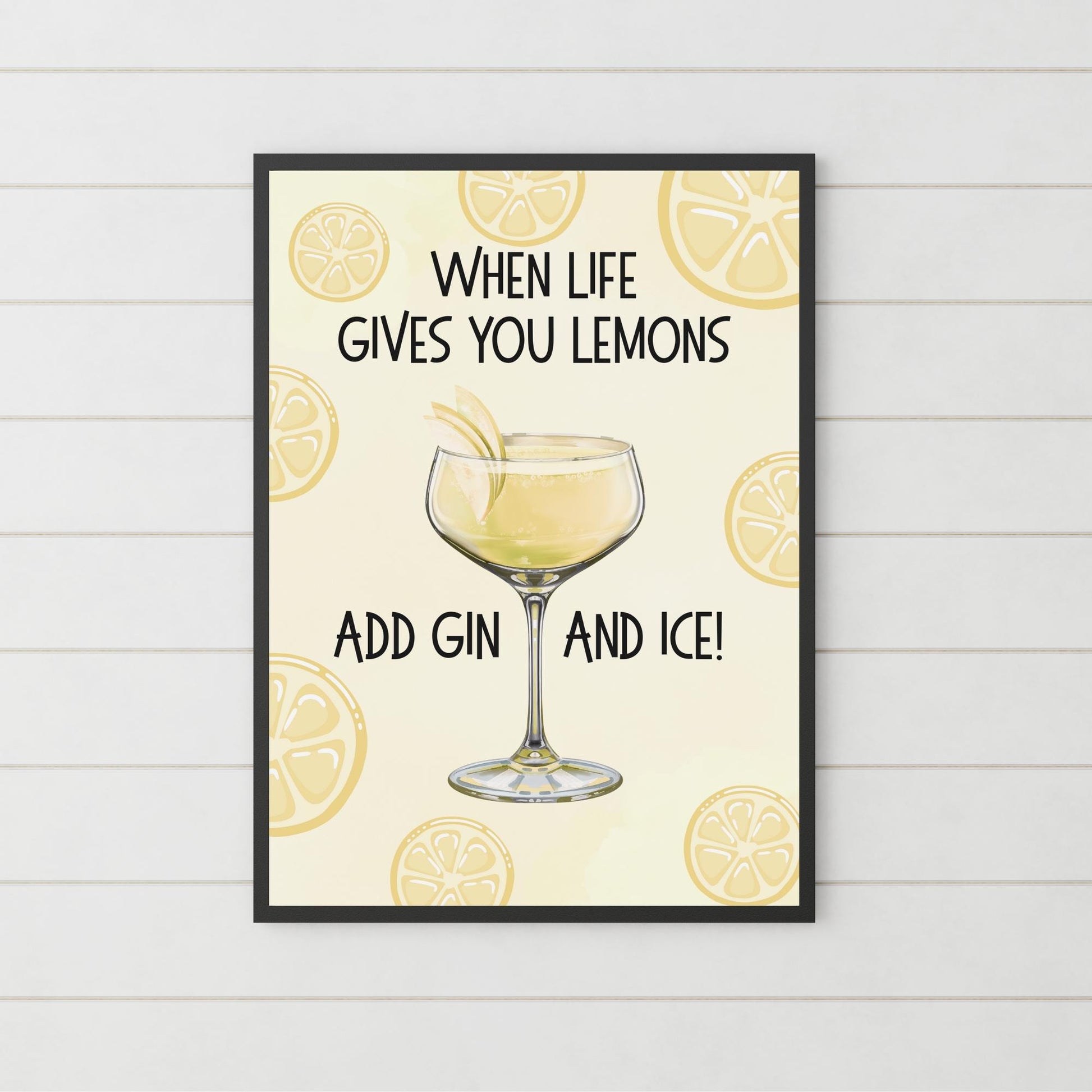 Gin and Tonic Print, Poster for Bar, Funny Alcohol Print, Secret Santa Gift, Lemon Art