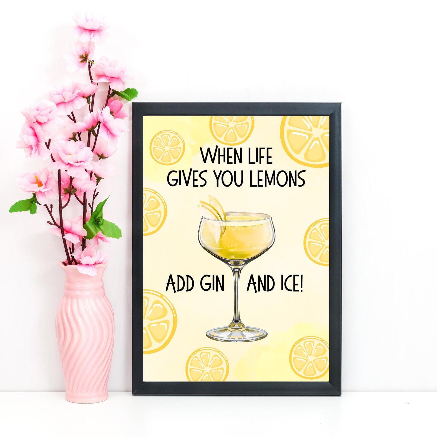 Gin and Tonic Print, Poster for Bar, Funny Alcohol Print, Secret Santa Gift, Lemon Art