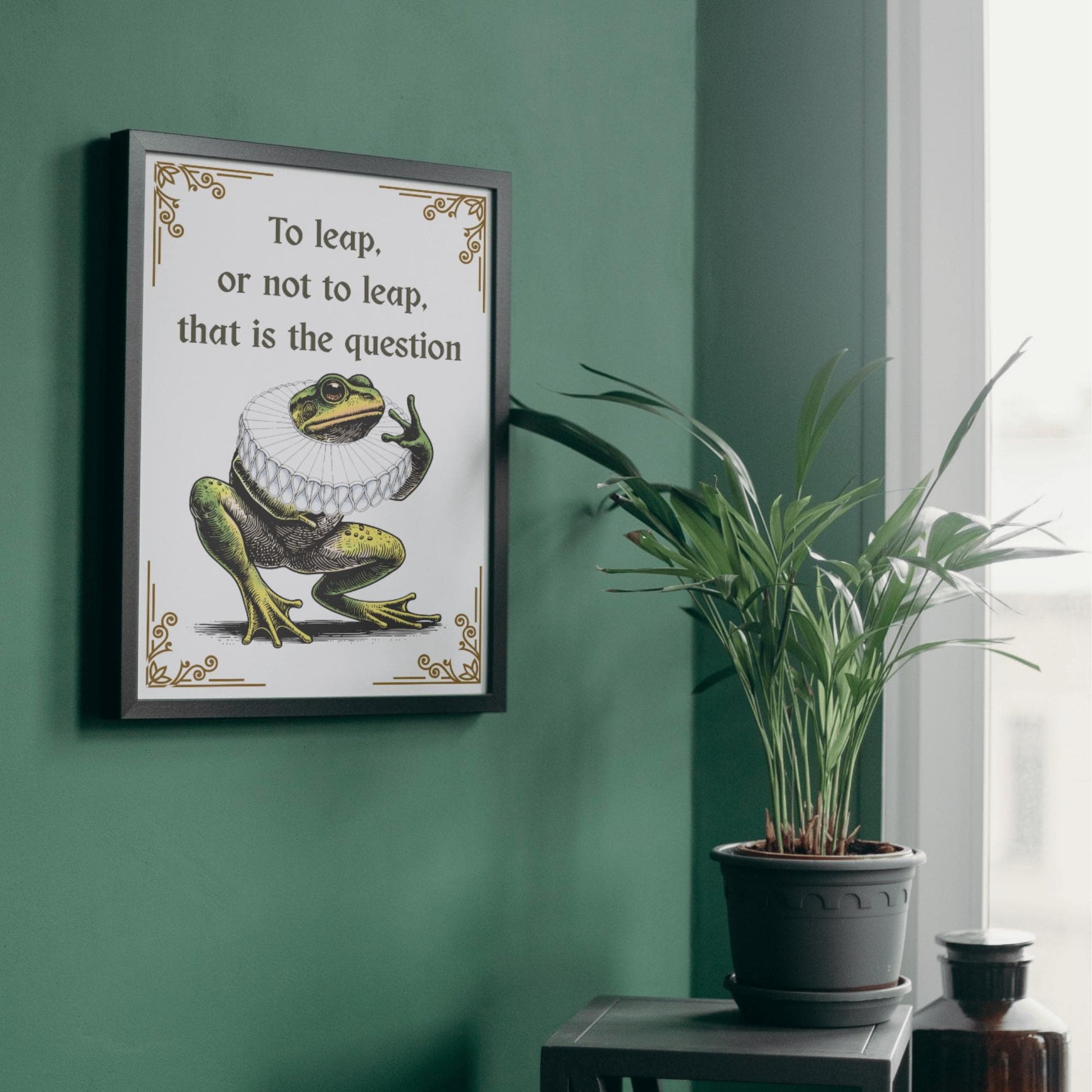 Shakespeare Frog A4 Print, High Quality Wall Art, Home Bar Funny Poster, Quirky Decor, Hamlet Poster, Secret Santa, To Be or Not To Be