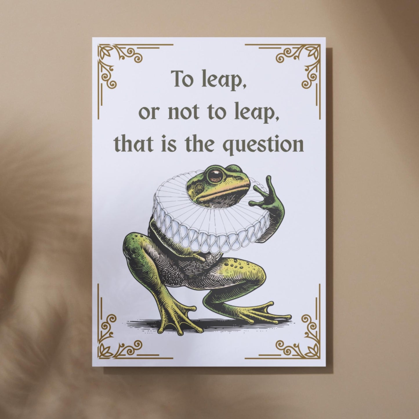 Shakespeare Frog A4 Print, High Quality Wall Art, Home Bar Funny Poster, Quirky Decor, Hamlet Poster, Secret Santa, To Be or Not To Be